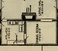 An illustration from Practical bungalows and cottages for town and country, perspective views and floor plans for three hundred low and medium priced houses and bungalows .. (1916)