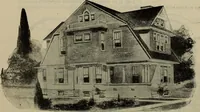 An illustration from Practical bungalows and cottages for town and country, perspective views and floor plans for three hundred low and medium priced houses and bungalows .. (1916)
