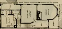 An illustration from Practical bungalows and cottages for town and country, perspective views and floor plans for three hundred low and medium priced houses and bungalows .. (1916)