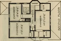 An illustration from Practical bungalows and cottages for town and country, perspective views and floor plans for three hundred low and medium priced houses and bungalows .. (1916)