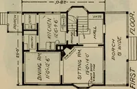An illustration from Practical bungalows and cottages for town and country, perspective views and floor plans for three hundred low and medium priced houses and bungalows .. (1916)