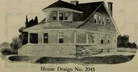 An illustration from Practical bungalows and cottages for town and country, perspective views and floor plans for three hundred low and medium priced houses and bungalows .. (1916)