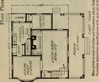An illustration from Practical bungalows and cottages for town and country, perspective views and floor plans for three hundred low and medium priced houses and bungalows .. (1916)