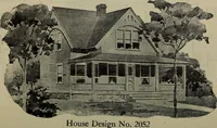An illustration from Practical bungalows and cottages for town and country, perspective views and floor plans for three hundred low and medium priced houses and bungalows .. (1916)