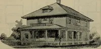 An illustration from Practical bungalows and cottages for town and country, perspective views and floor plans for three hundred low and medium priced houses and bungalows .. (1916)