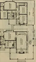 An illustration from Practical bungalows and cottages for town and country, perspective views and floor plans for three hundred low and medium priced houses and bungalows .. (1916)