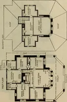 An illustration from Practical bungalows and cottages for town and country, perspective views and floor plans for three hundred low and medium priced houses and bungalows .. (1916)