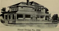 An illustration from Practical bungalows and cottages for town and country, perspective views and floor plans for three hundred low and medium priced houses and bungalows .. (1916)