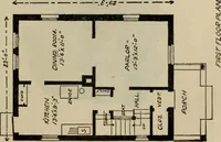 An illustration from Practical bungalows and cottages for town and country, perspective views and floor plans for three hundred low and medium priced houses and bungalows .. (1916)