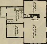 An illustration from Practical bungalows and cottages for town and country, perspective views and floor plans for three hundred low and medium priced houses and bungalows .. (1916)