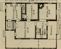 An illustration from Practical bungalows and cottages for town and country, perspective views and floor plans for three hundred low and medium priced houses and bungalows .. (1916)