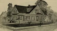 An illustration from Practical bungalows and cottages for town and country, perspective views and floor plans for three hundred low and medium priced houses and bungalows .. (1916)