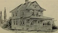 An illustration from Practical bungalows and cottages for town and country, perspective views and floor plans for three hundred low and medium priced houses and bungalows .. (1916)