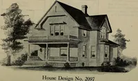 An illustration from Practical bungalows and cottages for town and country, perspective views and floor plans for three hundred low and medium priced houses and bungalows .. (1916)