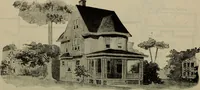 An illustration from Practical bungalows and cottages for town and country, perspective views and floor plans for three hundred low and medium priced houses and bungalows .. (1916)