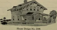 An illustration from Practical bungalows and cottages for town and country, perspective views and floor plans for three hundred low and medium priced houses and bungalows .. (1916)
