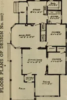 An illustration from Practical bungalows and cottages for town and country, perspective views and floor plans for three hundred low and medium priced houses and bungalows .. (1916)