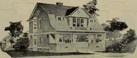 An illustration from Practical bungalows and cottages for town and country, perspective views and floor plans for three hundred low and medium priced houses and bungalows .. (1916)