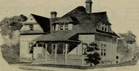An illustration from Practical bungalows and cottages for town and country, perspective views and floor plans for three hundred low and medium priced houses and bungalows .. (1916)