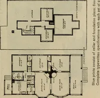 An illustration from Practical bungalows and cottages for town and country, perspective views and floor plans for three hundred low and medium priced houses and bungalows .. (1916)