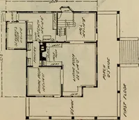 An illustration from Practical bungalows and cottages for town and country, perspective views and floor plans for three hundred low and medium priced houses and bungalows .. (1916)