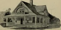An illustration from Practical bungalows and cottages for town and country, perspective views and floor plans for three hundred low and medium priced houses and bungalows .. (1916)