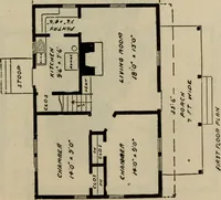 An illustration from Practical bungalows and cottages for town and country, perspective views and floor plans for three hundred low and medium priced houses and bungalows .. (1916)