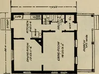 An illustration from Practical bungalows and cottages for town and country, perspective views and floor plans for three hundred low and medium priced houses and bungalows .. (1916)