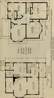 An illustration from Practical bungalows and cottages for town and country, perspective views and floor plans for three hundred low and medium priced houses and bungalows .. (1916)