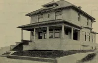 An illustration from Practical bungalows and cottages for town and country, perspective views and floor plans for three hundred low and medium priced houses and bungalows .. (1916)