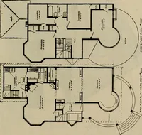 An illustration from Practical bungalows and cottages for town and country, perspective views and floor plans for three hundred low and medium priced houses and bungalows .. (1916)