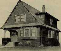 An illustration from Practical bungalows and cottages for town and country, perspective views and floor plans for three hundred low and medium priced houses and bungalows .. (1916)