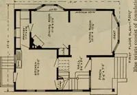 An illustration from Practical bungalows and cottages for town and country, perspective views and floor plans for three hundred low and medium priced houses and bungalows .. (1916)