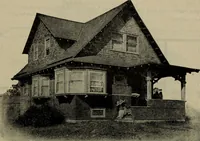 An illustration from Practical bungalows and cottages for town and country, perspective views and floor plans for three hundred low and medium priced houses and bungalows .. (1916)