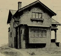An illustration from Practical bungalows and cottages for town and country, perspective views and floor plans for three hundred low and medium priced houses and bungalows .. (1916)
