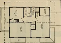 An illustration from Practical bungalows and cottages for town and country, perspective views and floor plans for three hundred low and medium priced houses and bungalows .. (1916)
