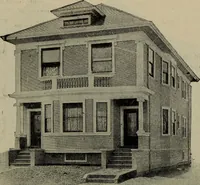 An illustration from Practical bungalows and cottages for town and country, perspective views and floor plans for three hundred low and medium priced houses and bungalows .. (1916)