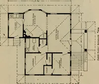 An illustration from Practical bungalows and cottages for town and country, perspective views and floor plans for three hundred low and medium priced houses and bungalows .. (1916)