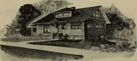 An illustration from Practical bungalows and cottages for town and country, perspective views and floor plans for three hundred low and medium priced houses and bungalows .. (1916)