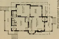 An illustration from Practical bungalows and cottages for town and country, perspective views and floor plans for three hundred low and medium priced houses and bungalows .. (1916)