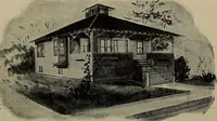 An illustration from Practical bungalows and cottages for town and country, perspective views and floor plans for three hundred low and medium priced houses and bungalows .. (1916)