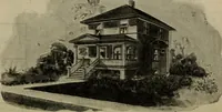 An illustration from Practical bungalows and cottages for town and country, perspective views and floor plans for three hundred low and medium priced houses and bungalows .. (1916)
