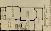 An illustration from Practical bungalows and cottages for town and country, perspective views and floor plans for three hundred low and medium priced houses and bungalows .. (1916)
