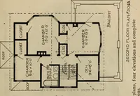 An illustration from Practical bungalows and cottages for town and country, perspective views and floor plans for three hundred low and medium priced houses and bungalows .. (1916)