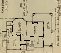 An illustration from Practical bungalows and cottages for town and country, perspective views and floor plans for three hundred low and medium priced houses and bungalows .. (1916)