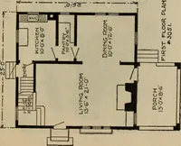An illustration from Practical bungalows and cottages for town and country, perspective views and floor plans for three hundred low and medium priced houses and bungalows .. (1916)