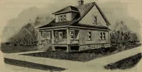 An illustration from Practical bungalows and cottages for town and country, perspective views and floor plans for three hundred low and medium priced houses and bungalows .. (1916)