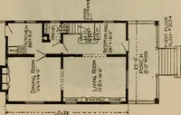 An illustration from Practical bungalows and cottages for town and country, perspective views and floor plans for three hundred low and medium priced houses and bungalows .. (1916)