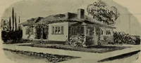 An illustration from Practical bungalows and cottages for town and country, perspective views and floor plans for three hundred low and medium priced houses and bungalows .. (1916)