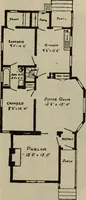 An illustration from Practical bungalows and cottages for town and country, perspective views and floor plans for three hundred low and medium priced houses and bungalows .. (1916)